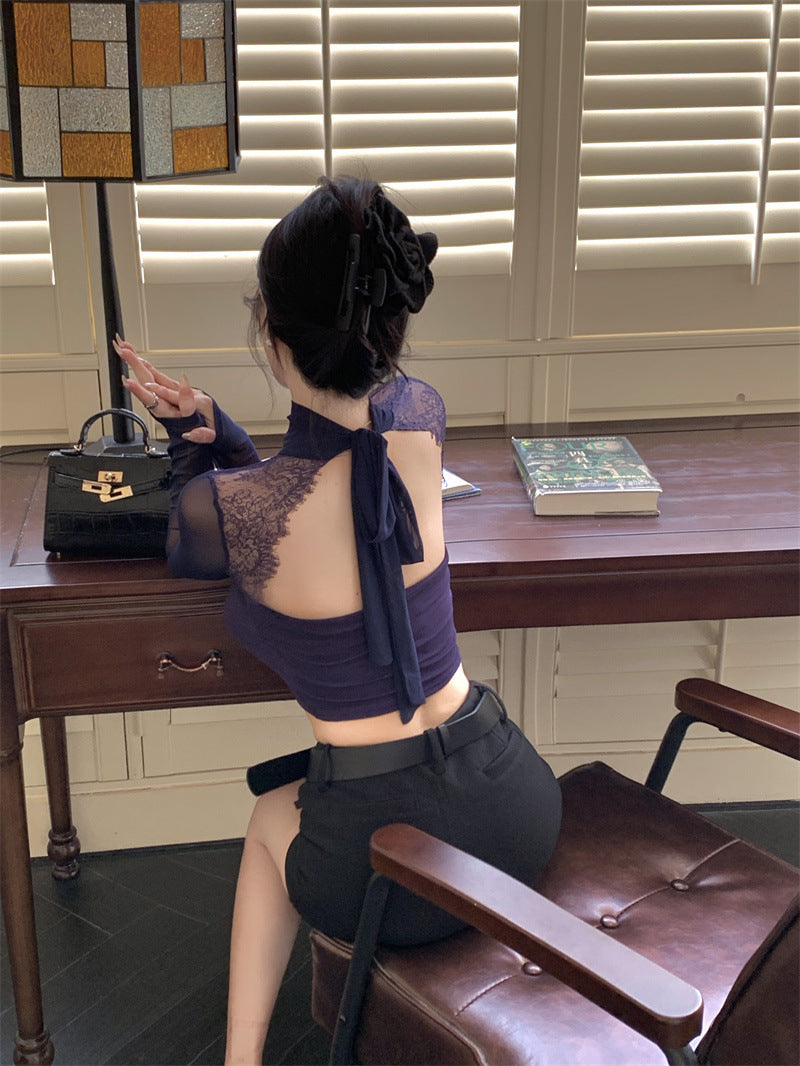 【tops】バックレス長袖TシャツG24096