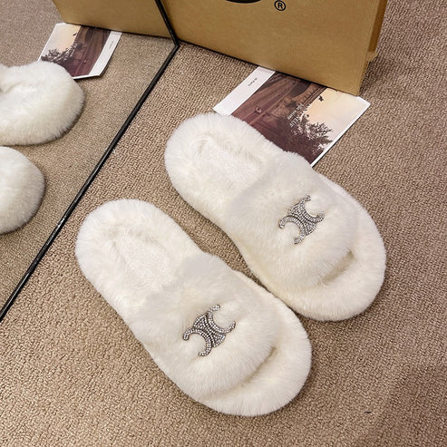 【shoes】3色ファースリッパF8047