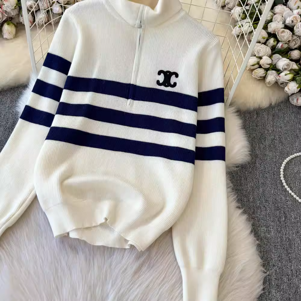 【set】ジップアップハイネックセーター K0131