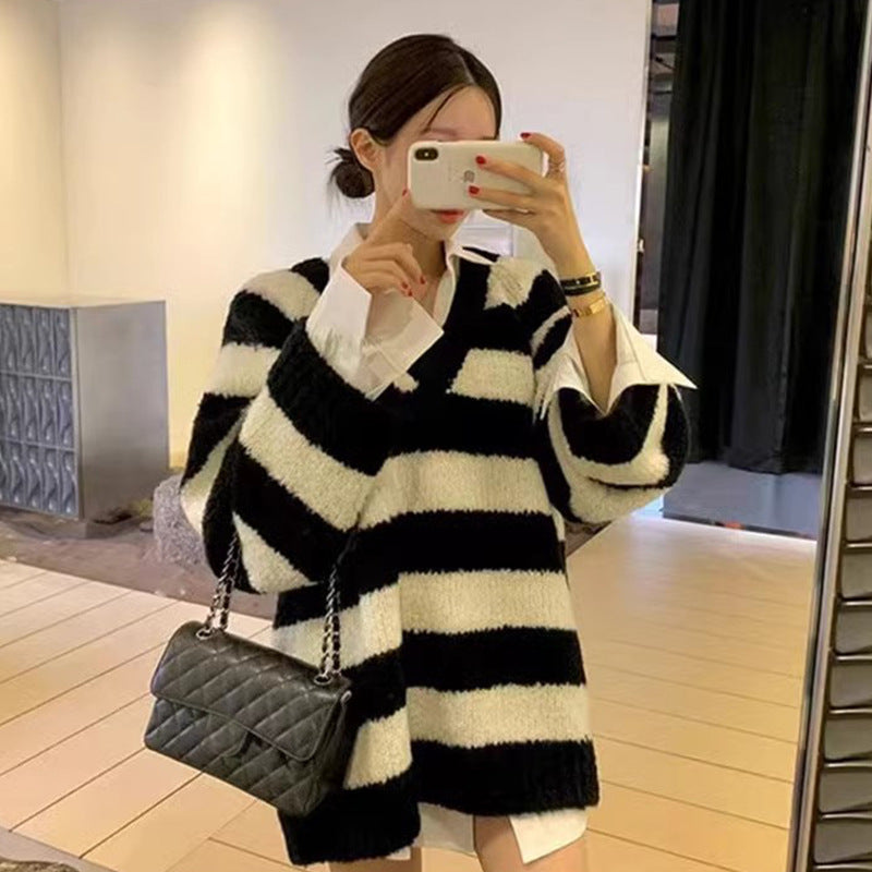 【tops】Vネック長袖ニットセーターG24010