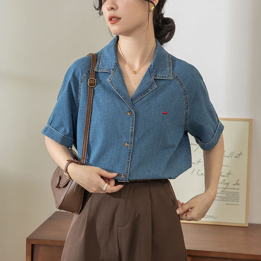 【tops】ファッションデニムブラウスG21947