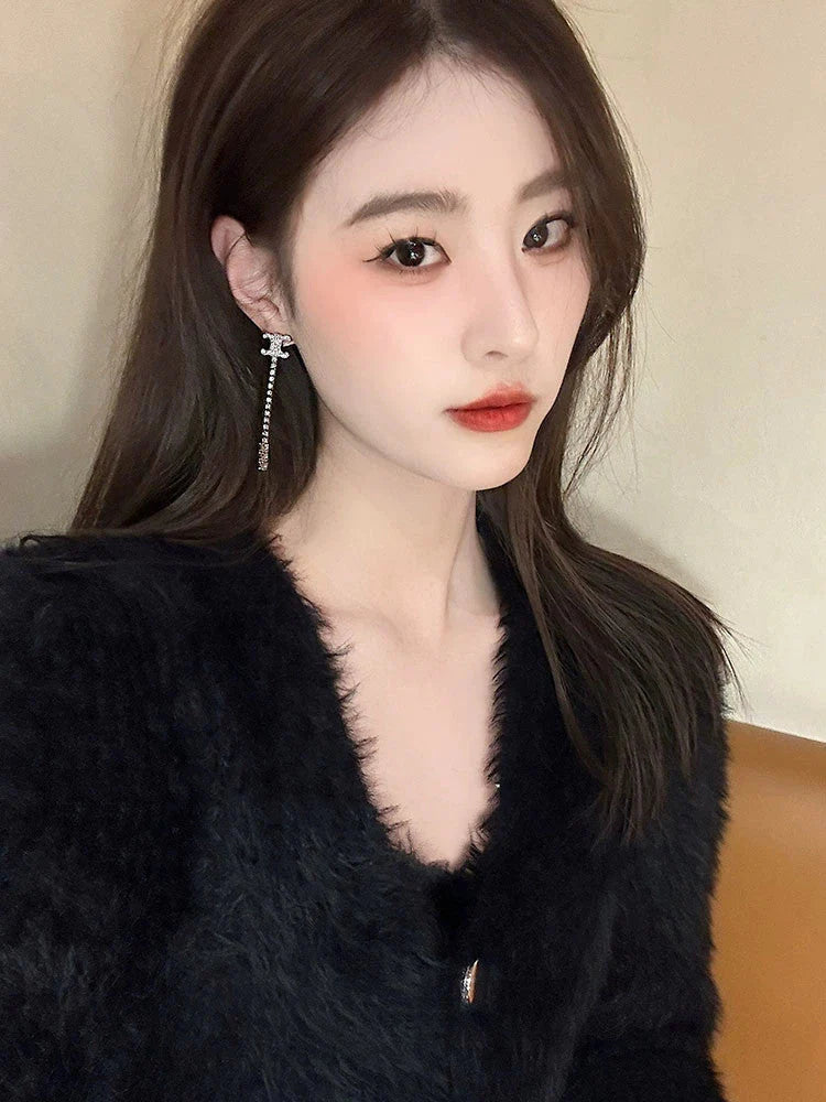 【小物】ラインストーンロングピアスアクセサリーG21606