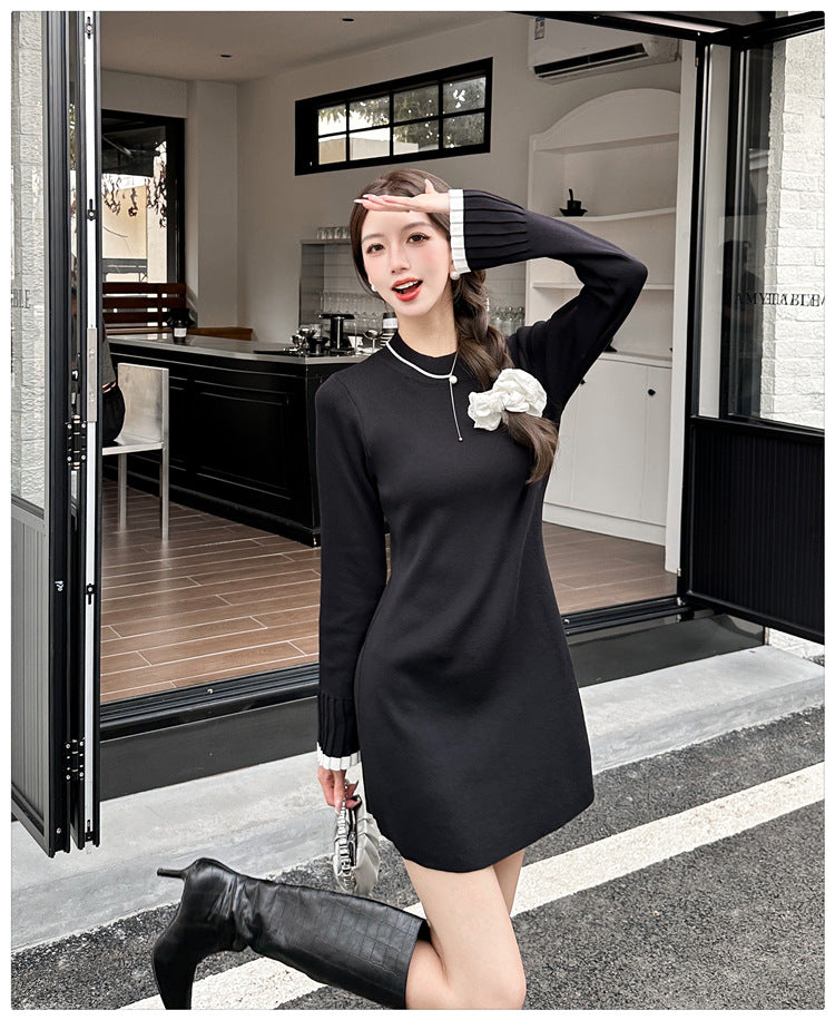 【dress】フレアスリーブニットワンピースG23288