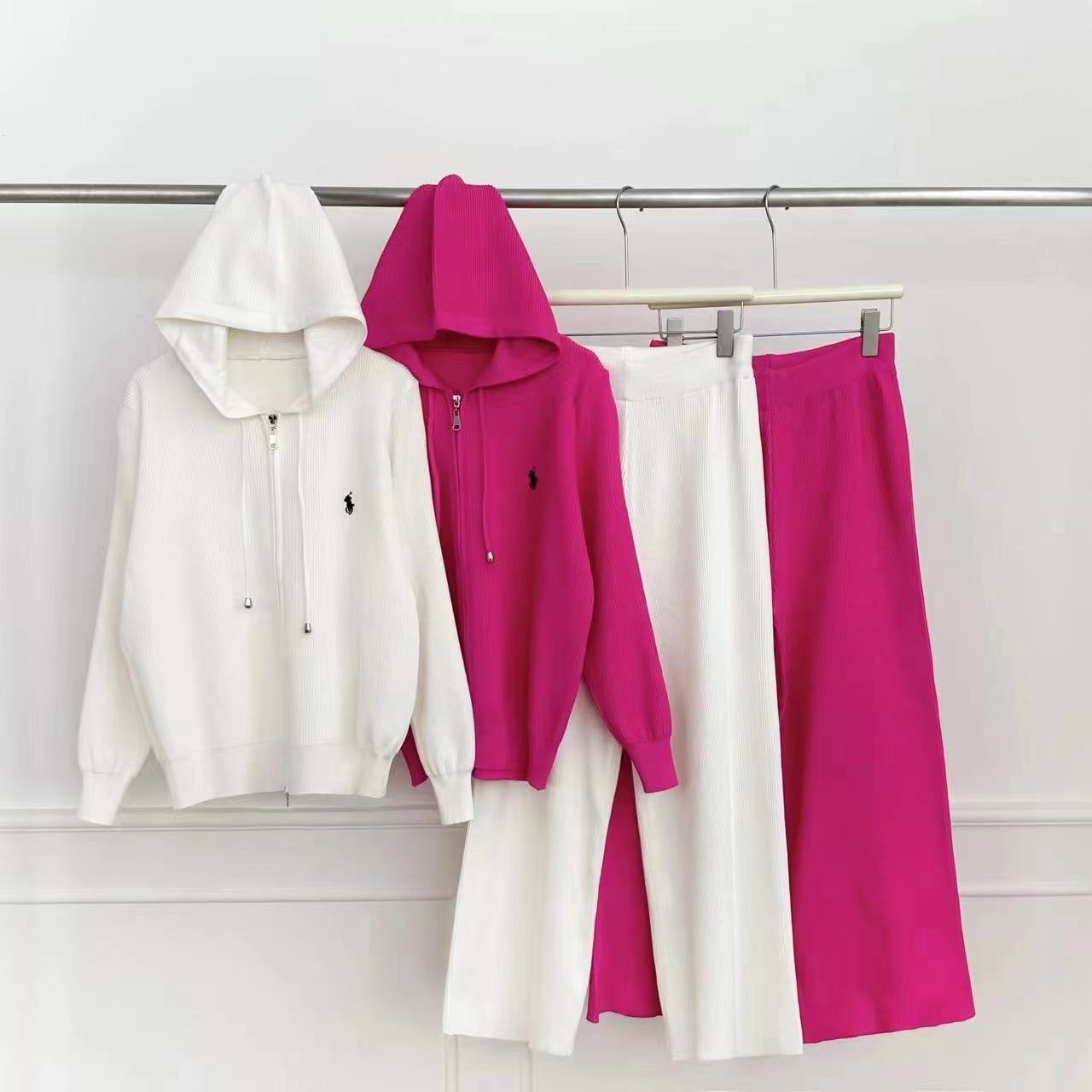 【set】4色フード付きパーカー＋ガウチョパンツニット2点セットF8100
