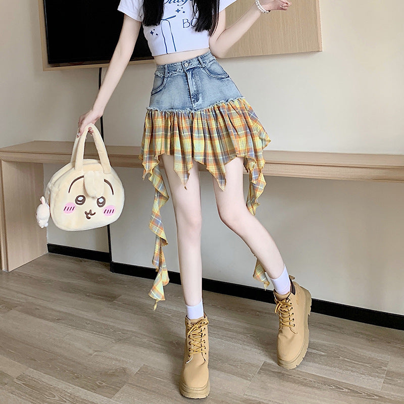 【bottoms】イレギュラー切り替えデニムスカートG22402