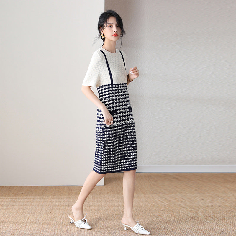 【dress】デザインニットワンピースG21722