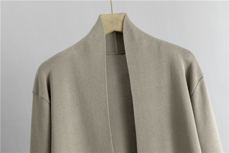 【set】ロング丈長袖カーディガン＋タンクトップ+ガウチョパンツニット3点セットF7959