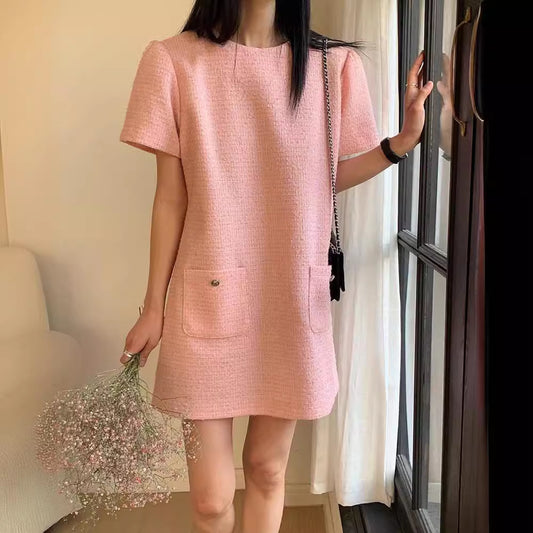 【dress】長袖ギャザーシャツワンピースF7907