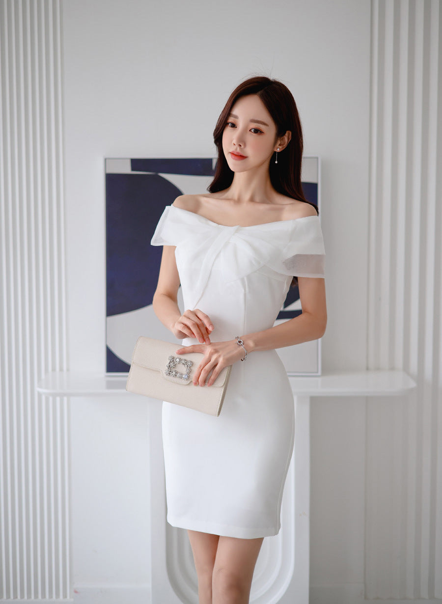 【dress】オフショルダーリボンデートワンピースG21671