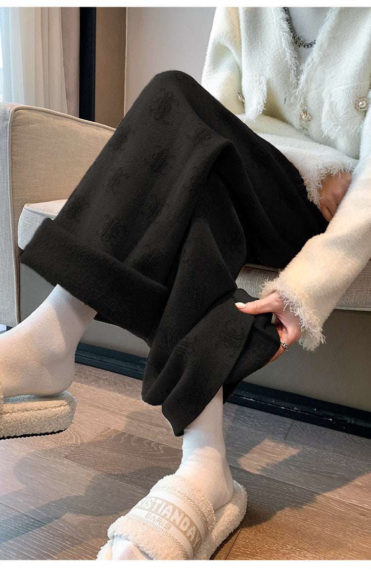 【bottoms】裏起毛ニットガウチョパンツG24497