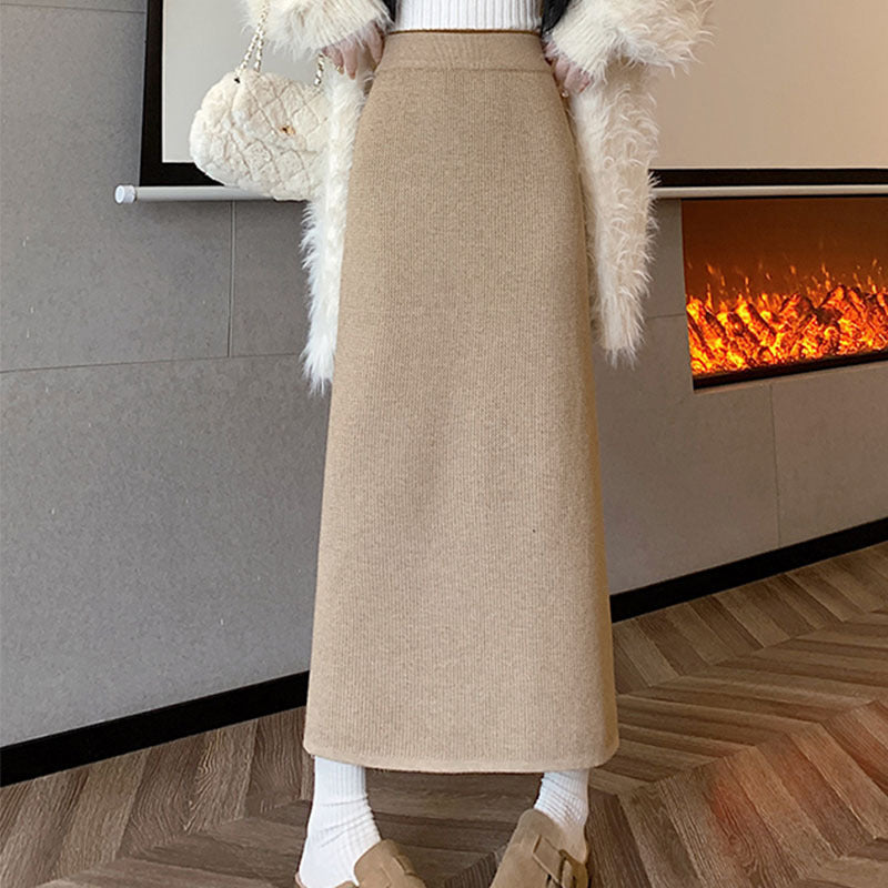 【bottoms】厚手裏起毛ニットスカートG24425
