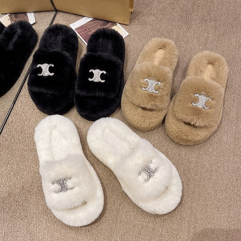 【shoes】3色ファースリッパF8047