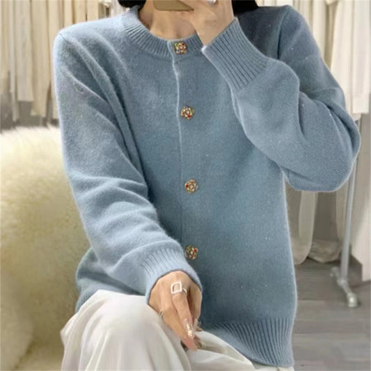 【outer】4色ラウンドネックニットカーディガンF8039