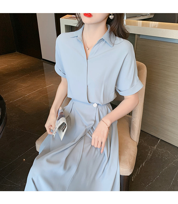 【dress】シフォンシャツデートワンピースG21688