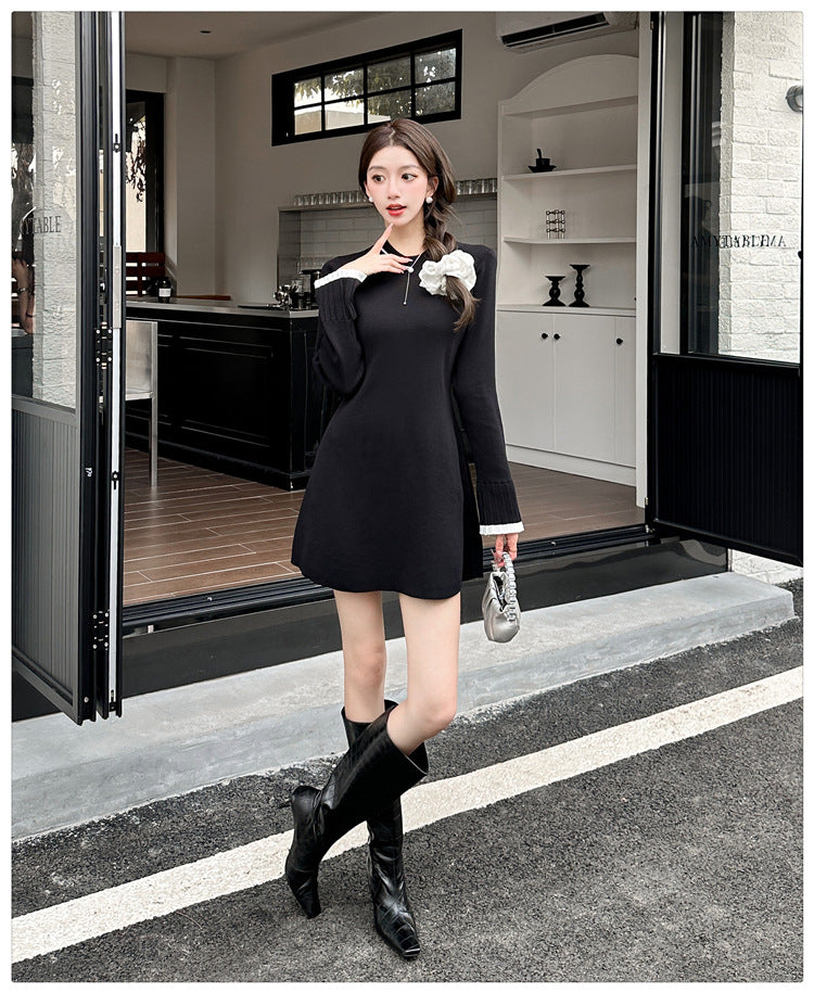 【dress】フレアスリーブニットワンピースG23288