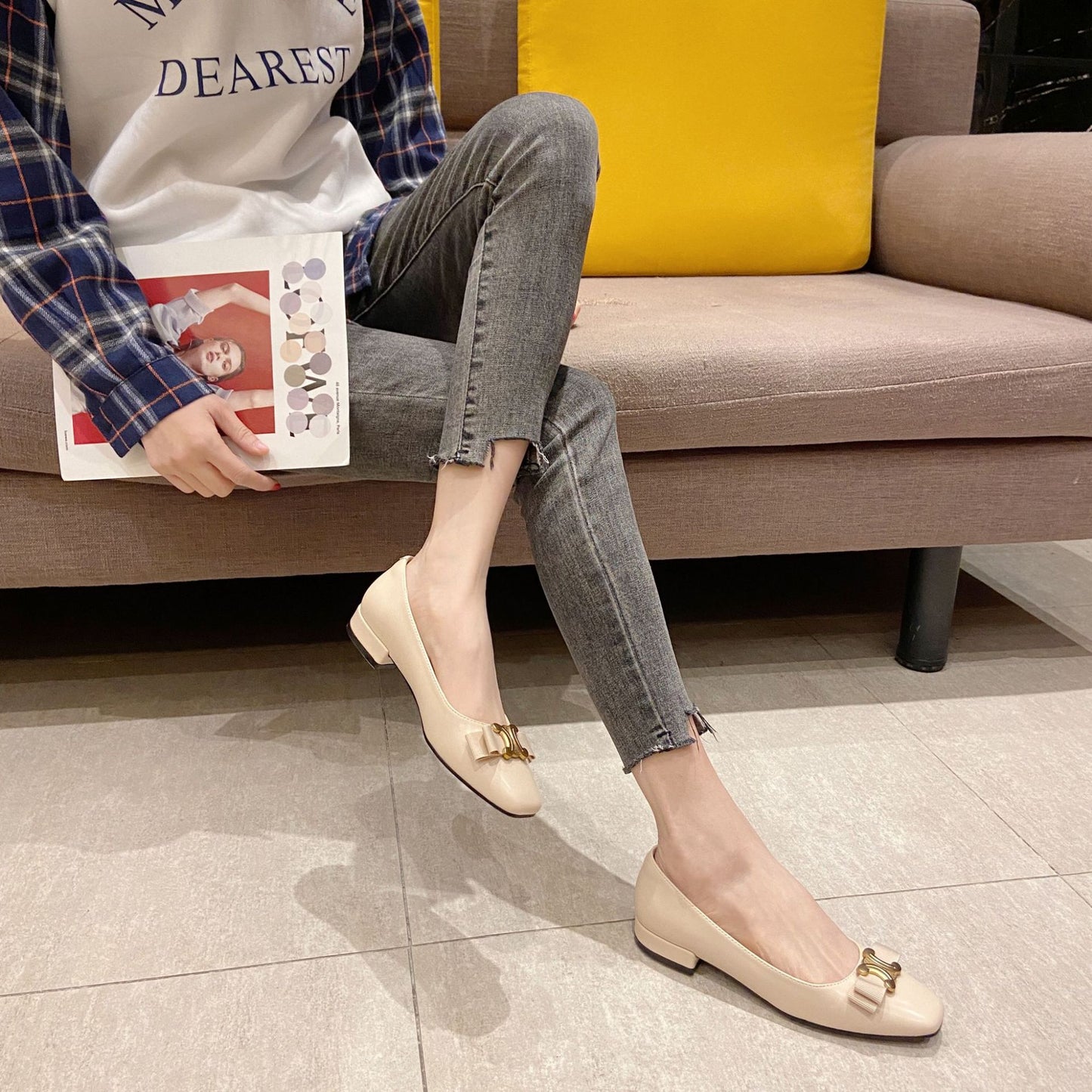 【shoes】スクエアトゥリボンパンプスG23646