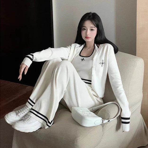 【set】カーディガン+ワイドパンツ+キャミソール 3点セットF8467