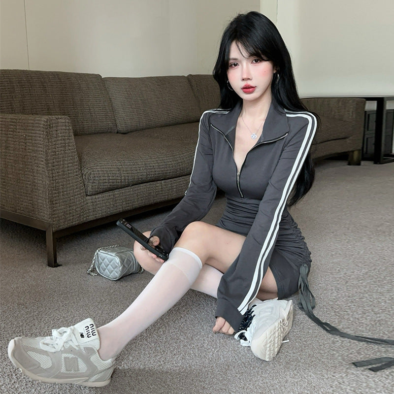 【dress】POLOネック長袖タイトワンピースG24513