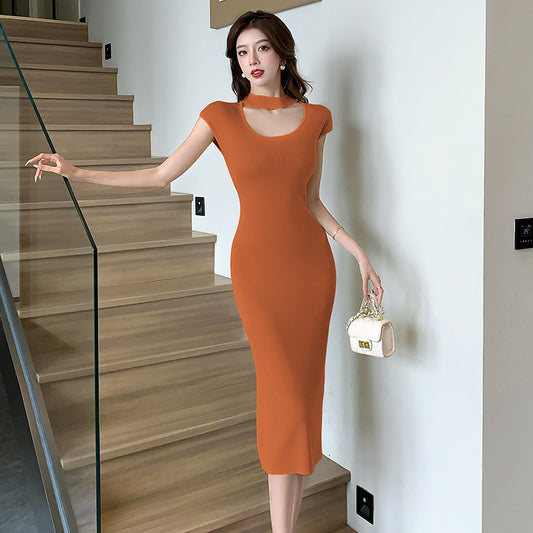 【dress】透かし彫りニットワンピースG21834