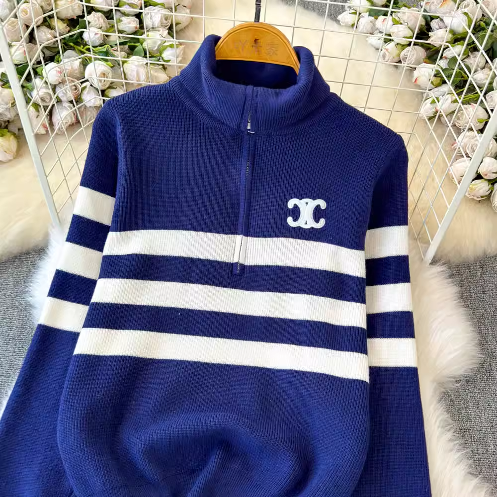 【set】ジップアップハイネックセーター K0131