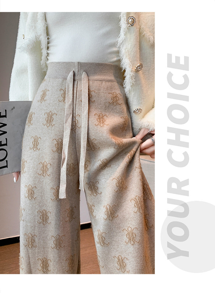 【bottoms】裏起毛ニットガウチョパンツG24497