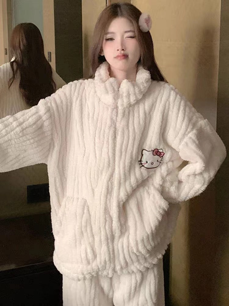 【ホーム・生活】バンドカラー上下セットルームウェアF8461