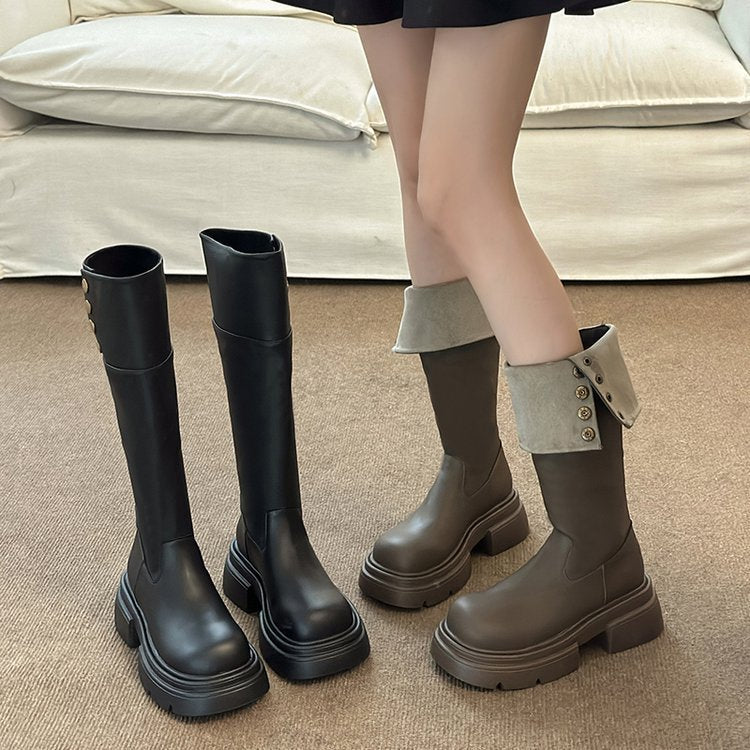 【shoes】2色厚底ブーツF8356