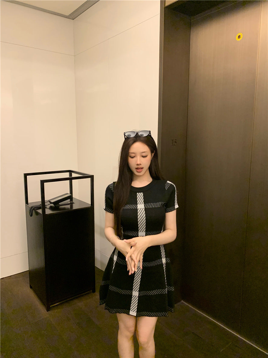 【dress】チェック柄ニットワンピースG21664