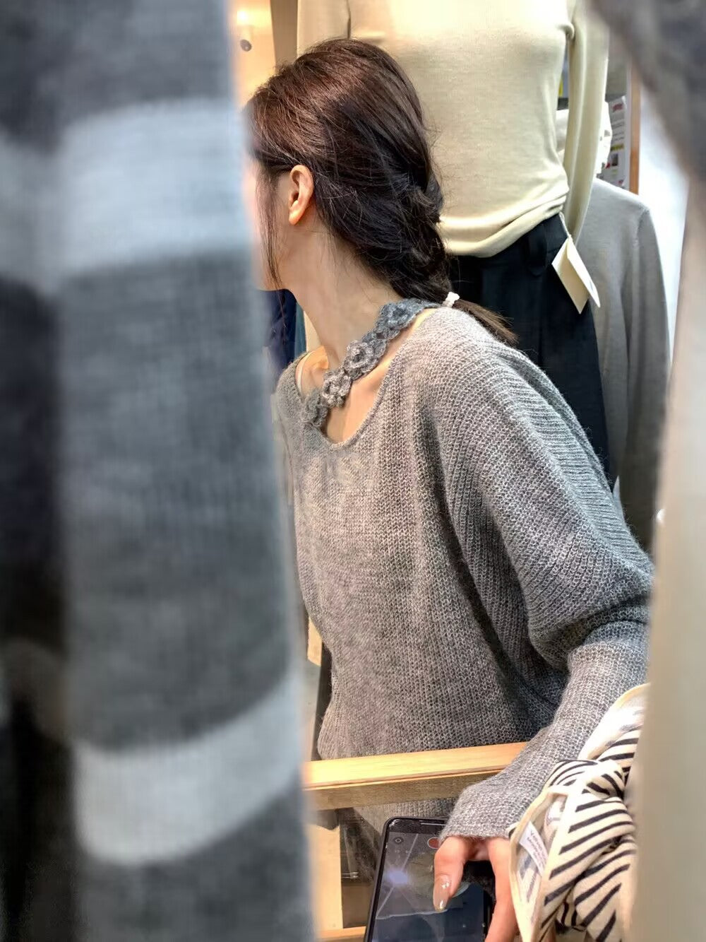 【tops】ゆったりオブリークネックニットG23838