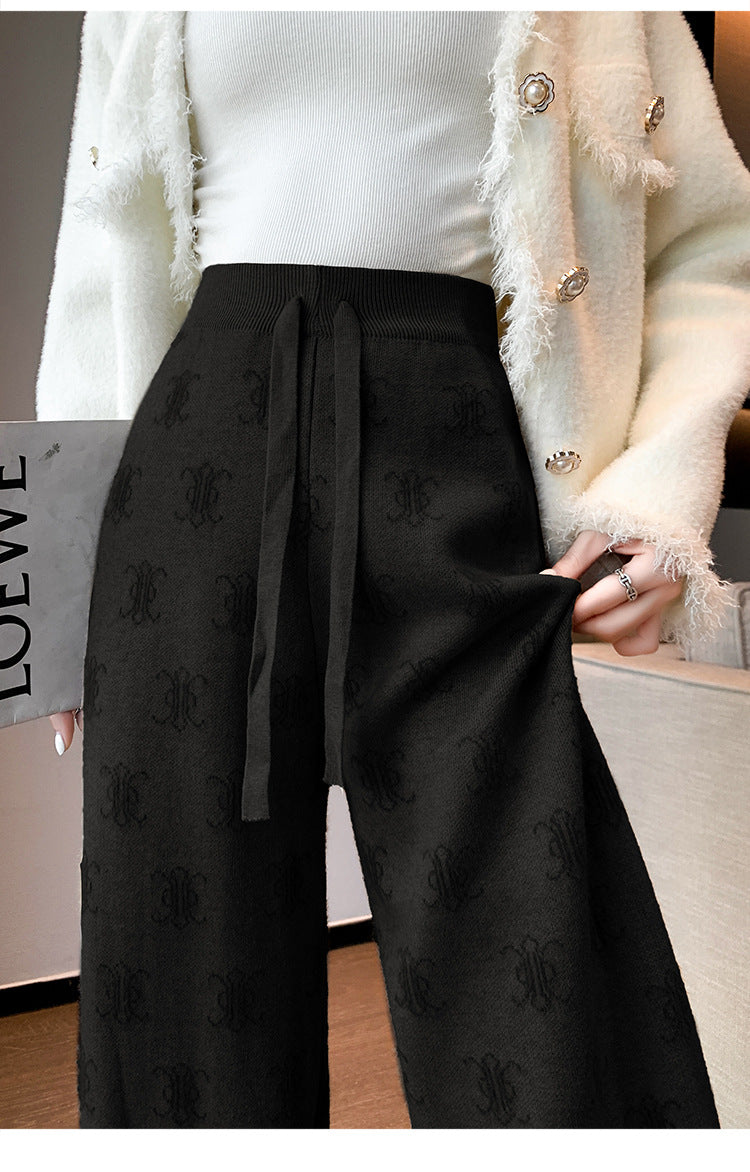 【bottoms】裏起毛ニットガウチョパンツG24497