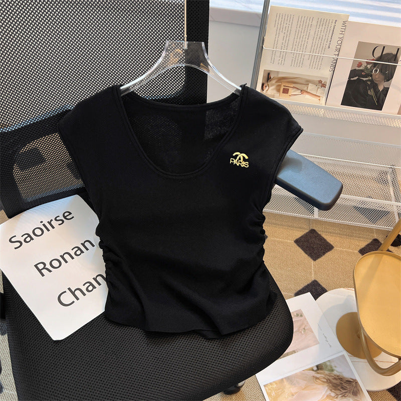 【tops】4色ノースリーブニットTシャツF7886