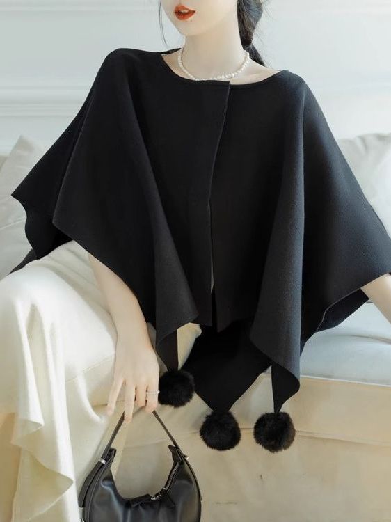 【outer】ゆったりニットケープカーディガンG23707