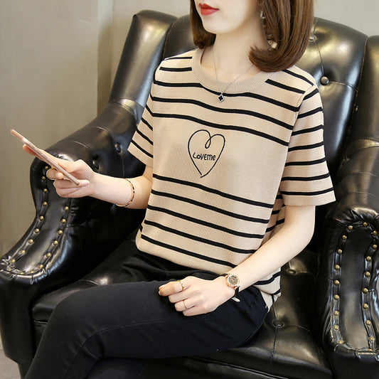 【tops】ラウンドネックニットTシャツG22399