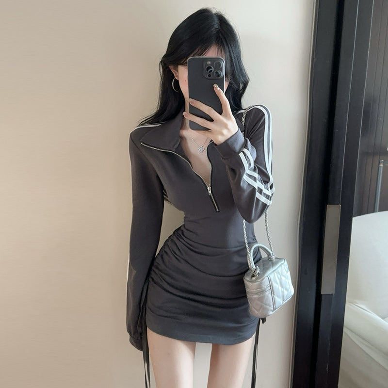 【dress】POLOネック長袖タイトワンピースG24513