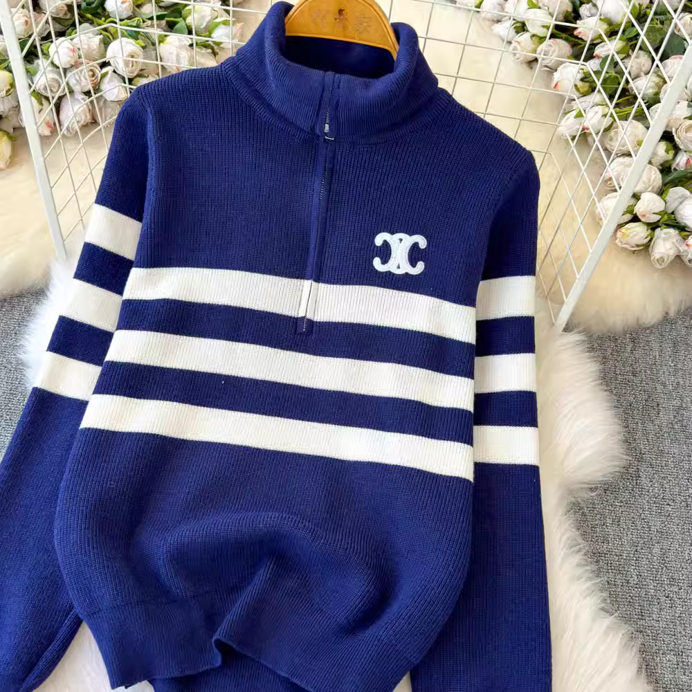 【set】ジップアップハイネックセーター K0131