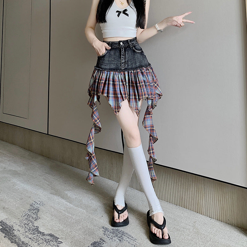 【bottoms】イレギュラー切り替えデニムスカートG22402