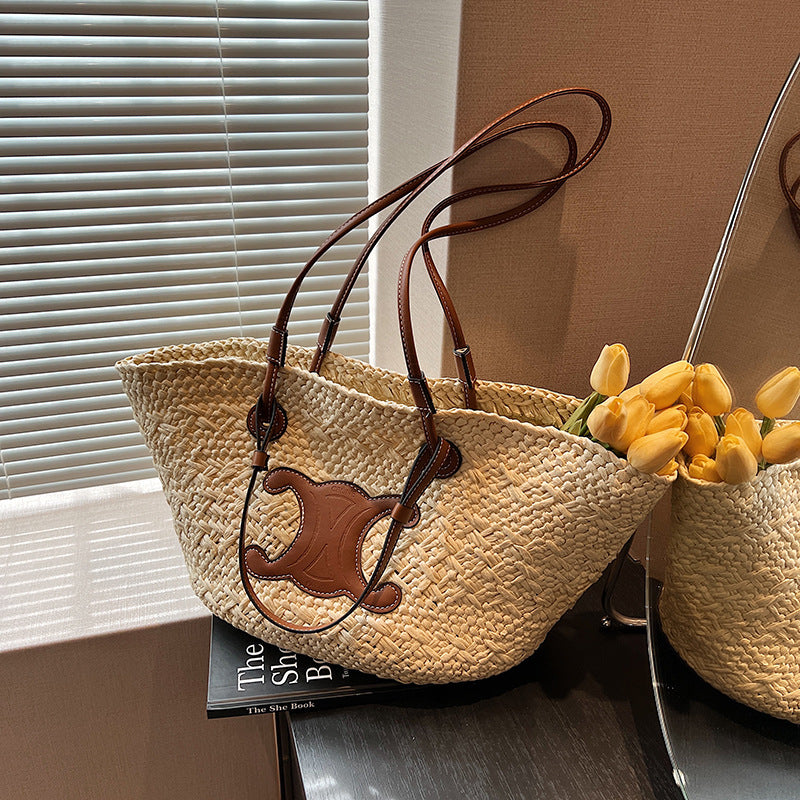 【小物】2色大容量カゴバッグF7833