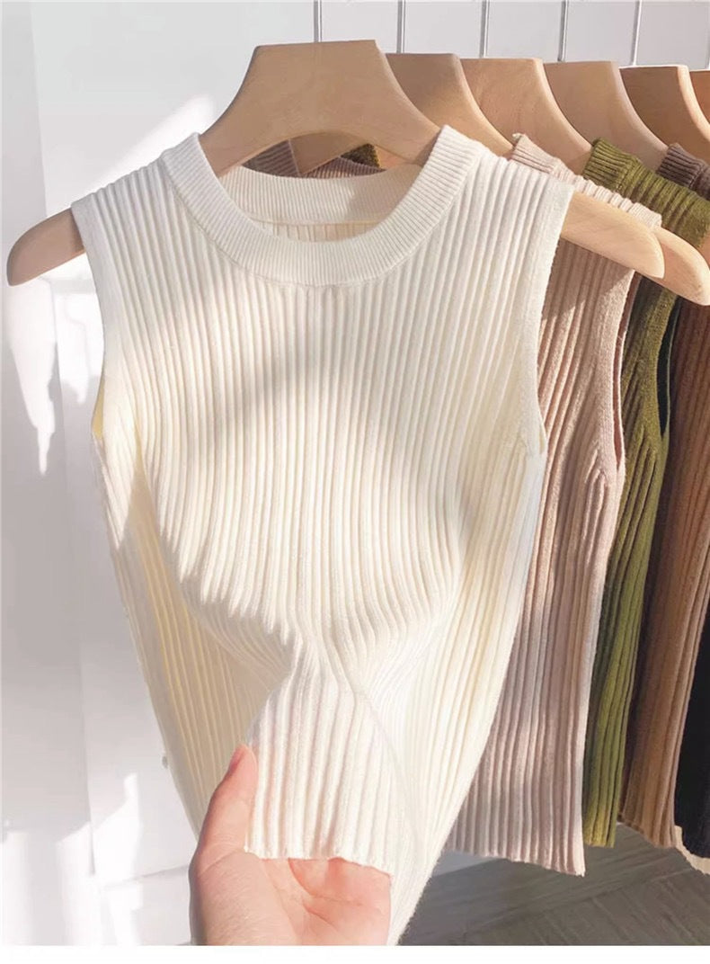 【tops】6色ニットタンクトップF7583