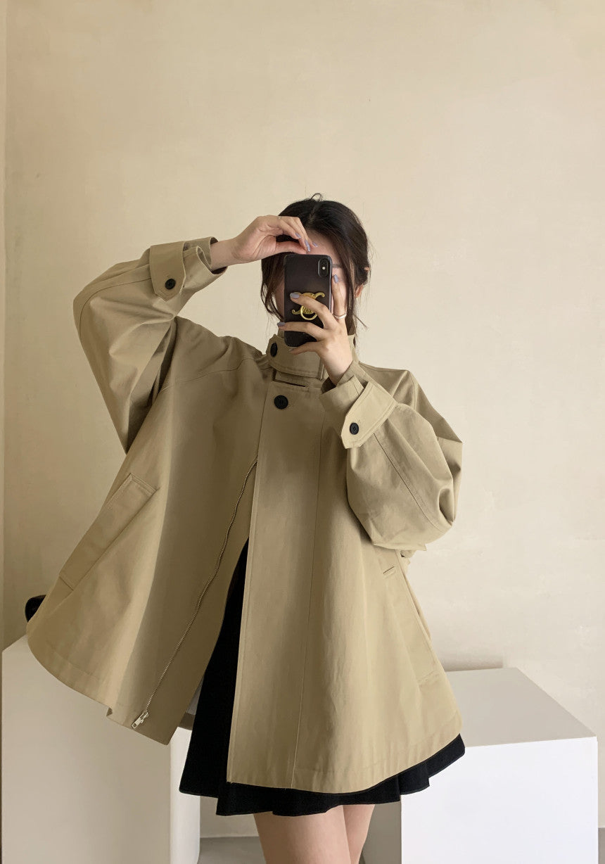 【outer】バンドカラーコートF8379