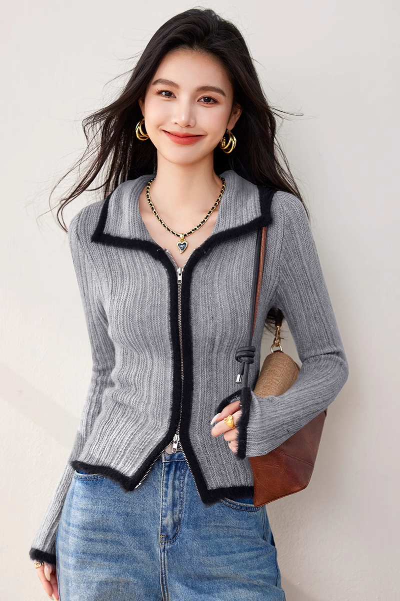 【set】ジップアップハイネックセーター K0133