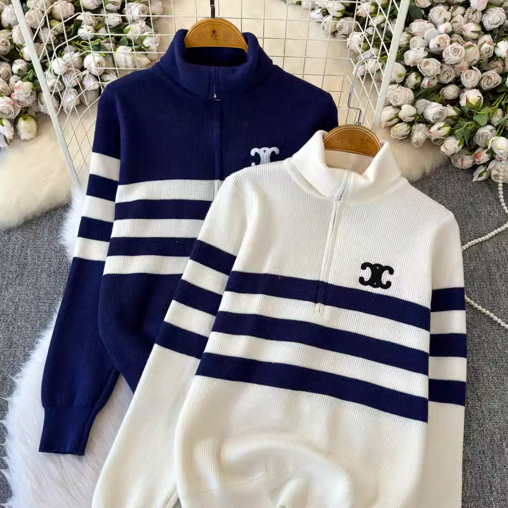 【set】ジップアップハイネックセーター K0131