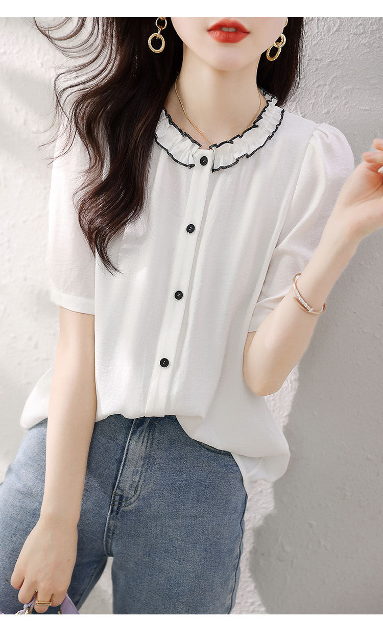 【tops】OL通勤タックネックブラウスG21934