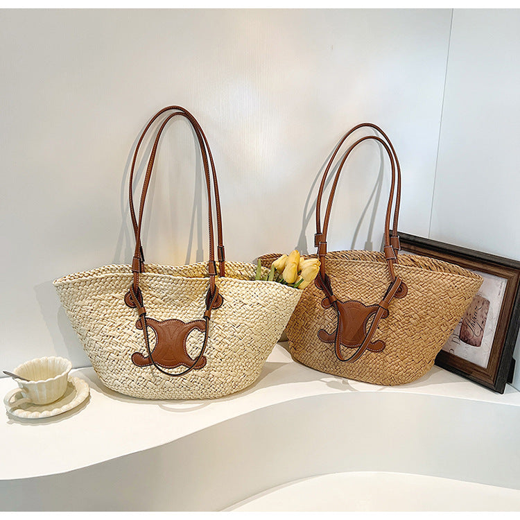 【小物】2色大容量カゴバッグF7833