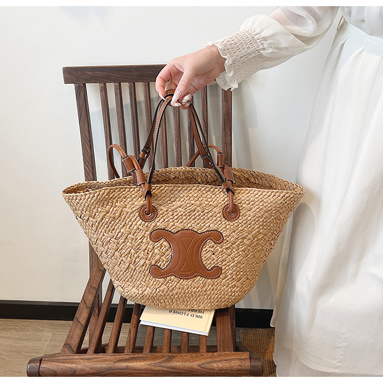 【小物】2色大容量カゴバッグF7833