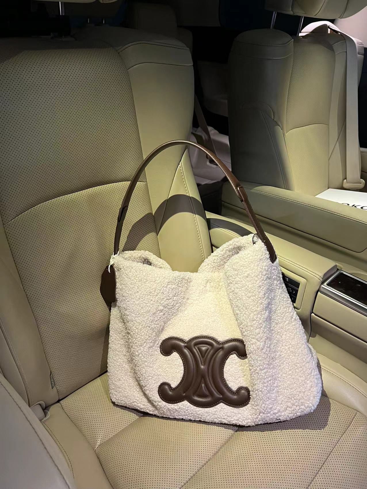 【小物】4色ふわふわトートバッグF8397