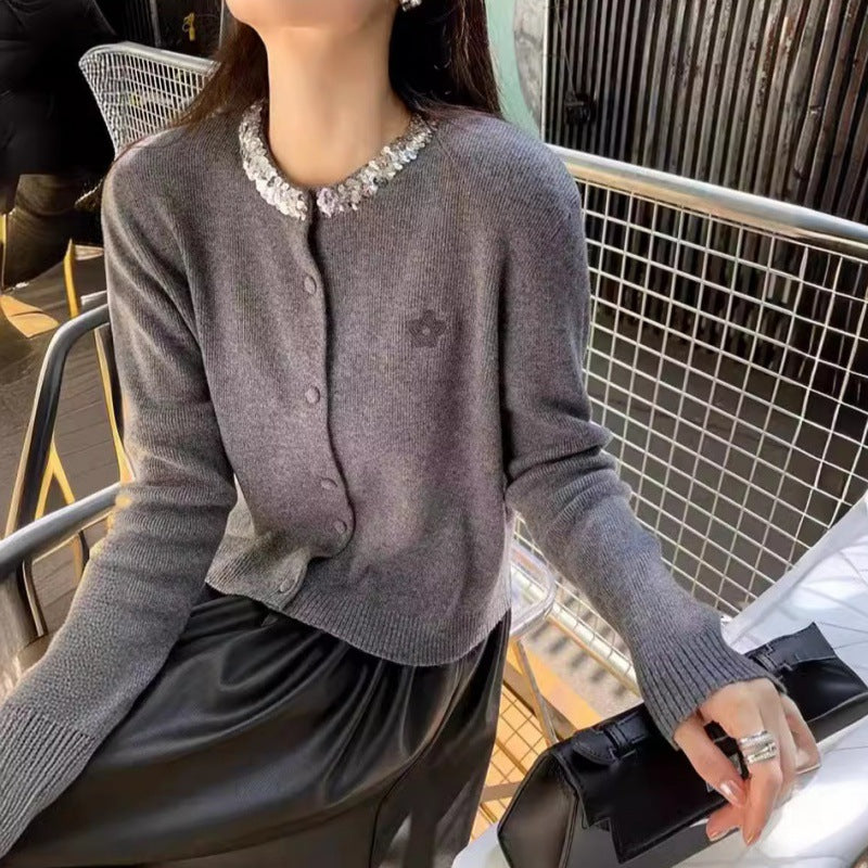 【outer】デザインニットカーディガンG23238