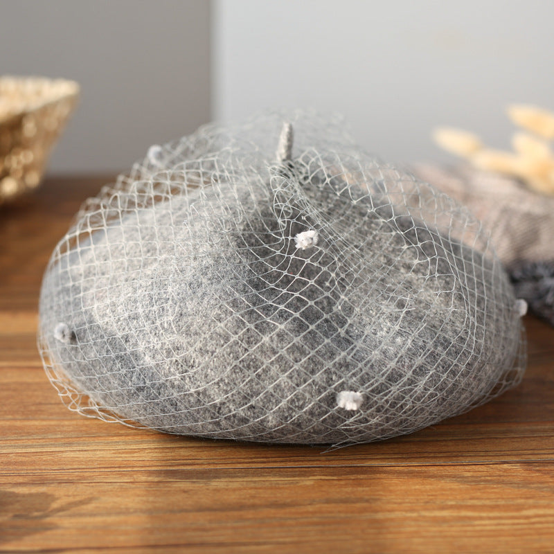 【小物】4色メッシュキラキラベレー帽子F8416