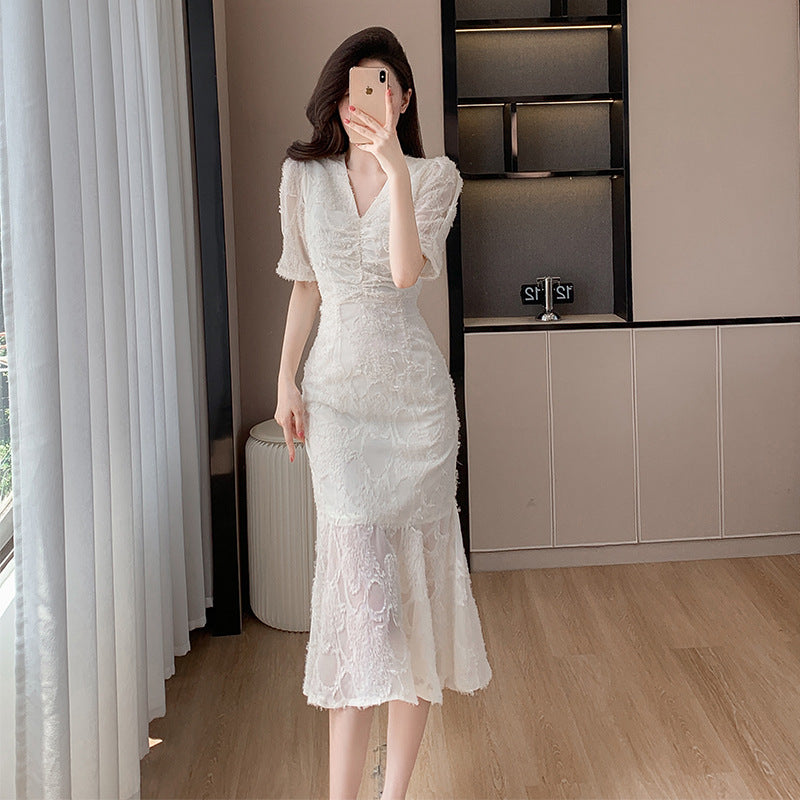 【dress】VネックマーメイドレースワンピースG21962