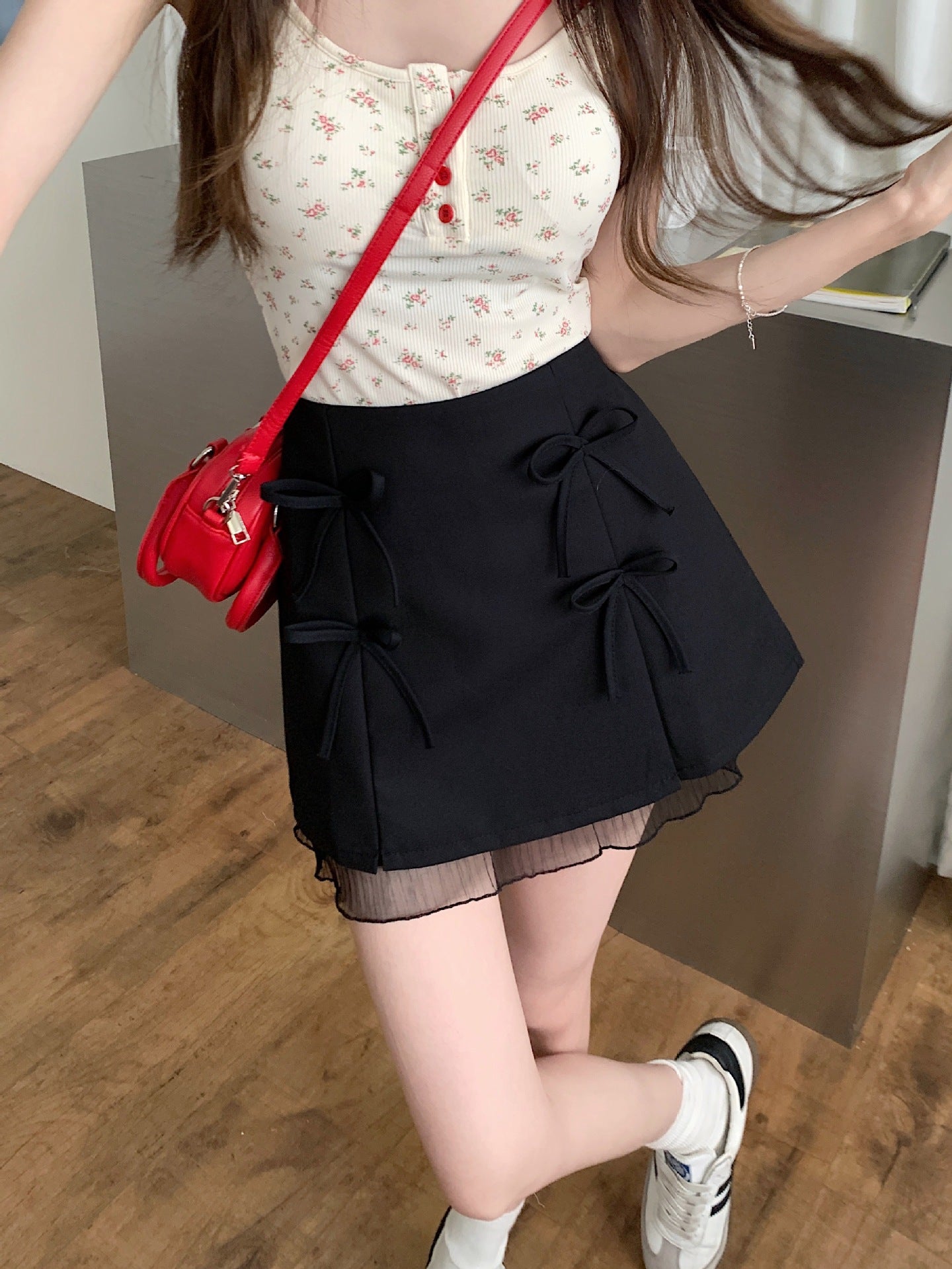 【bottoms】レースリボンAラインスカートG22472