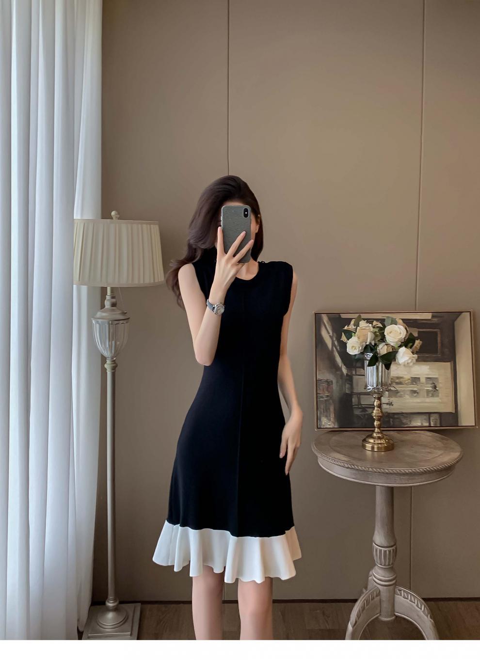 【dress】フリル体型カバーニットワンピースG21827